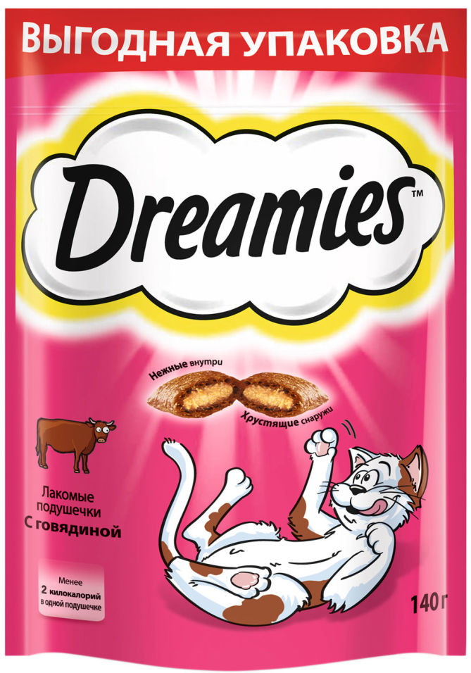 Лакомство для кошек Dreamies с говядиной 140г (упаковка 6 шт.)