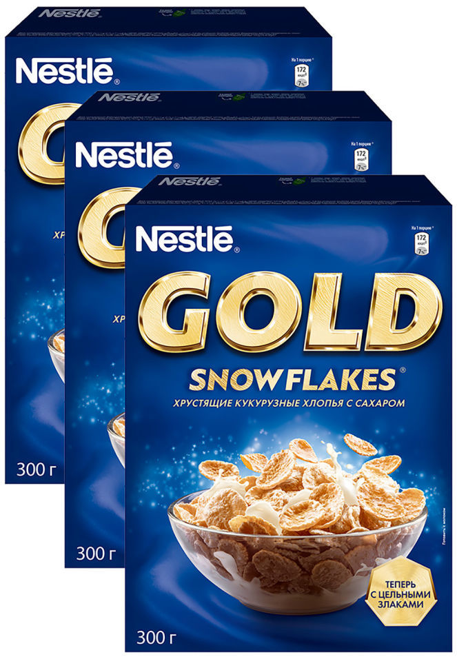 Хлопья Nestle Gold Snow flakes Кукурузные с сахаром 300г (упаковка 3 шт.)