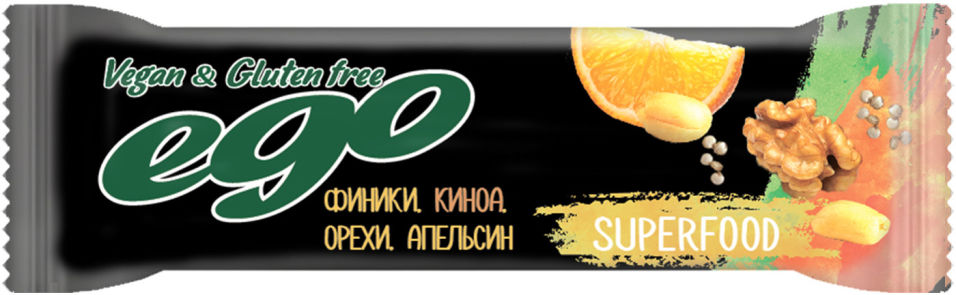 Батончик фруктово-ореховый Ego Superfood Киноа 45г