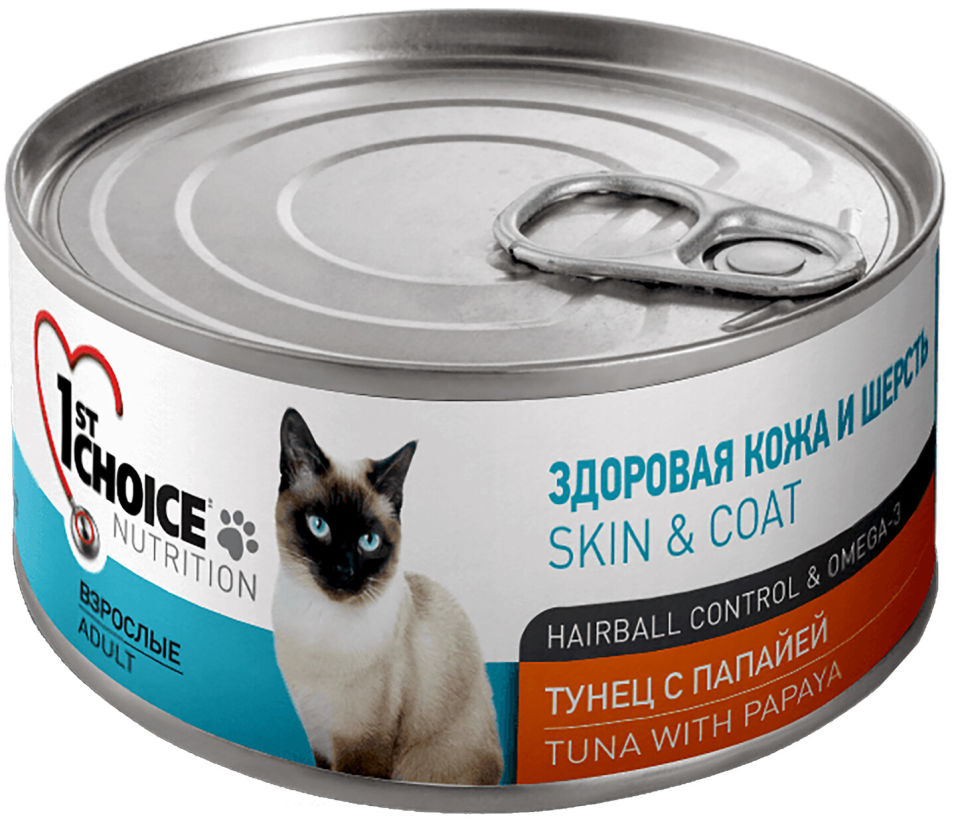 Влажный корм для кошек 1st Choice тунец с папайей 85г (упаковка 12 шт.)