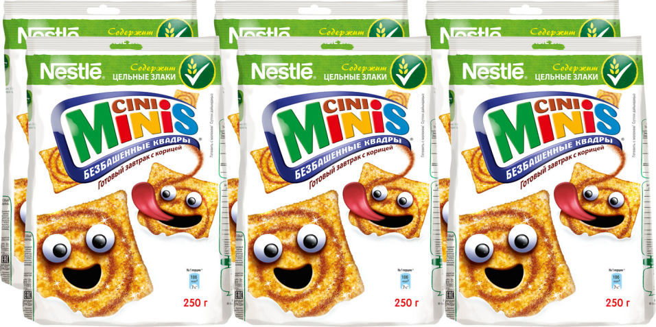 Готовый завтрак Nestle Cini Minis Безбашенные квадры с корицей 250г (упаковка 3 шт.)