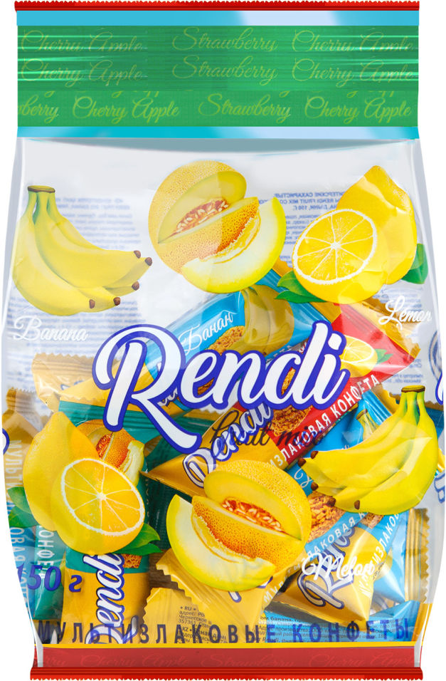 Конфеты Rendi Мультизлаковые со вкусом Банана Лимона и Дыни 150г