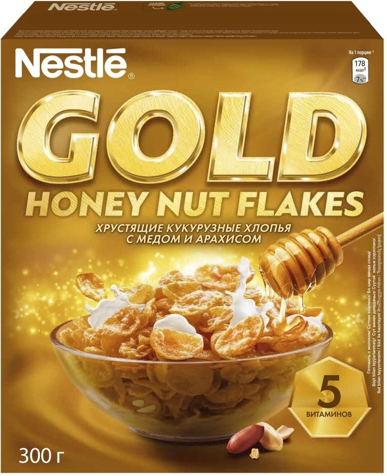 Хлопья Nestle Gold Кукурузные с медом и арахисом 300г