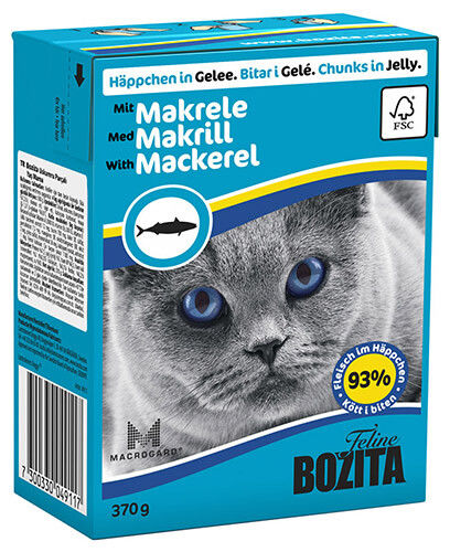 Влажный корм для кошек Bozita Mackerel кусочки в желе со скумбрией 370г (упаковка 16 шт.)