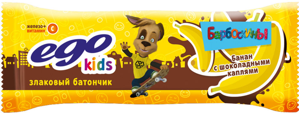 Батончик мюсли Ego Kids Банан с шоколадными каплями с витамином С 25г