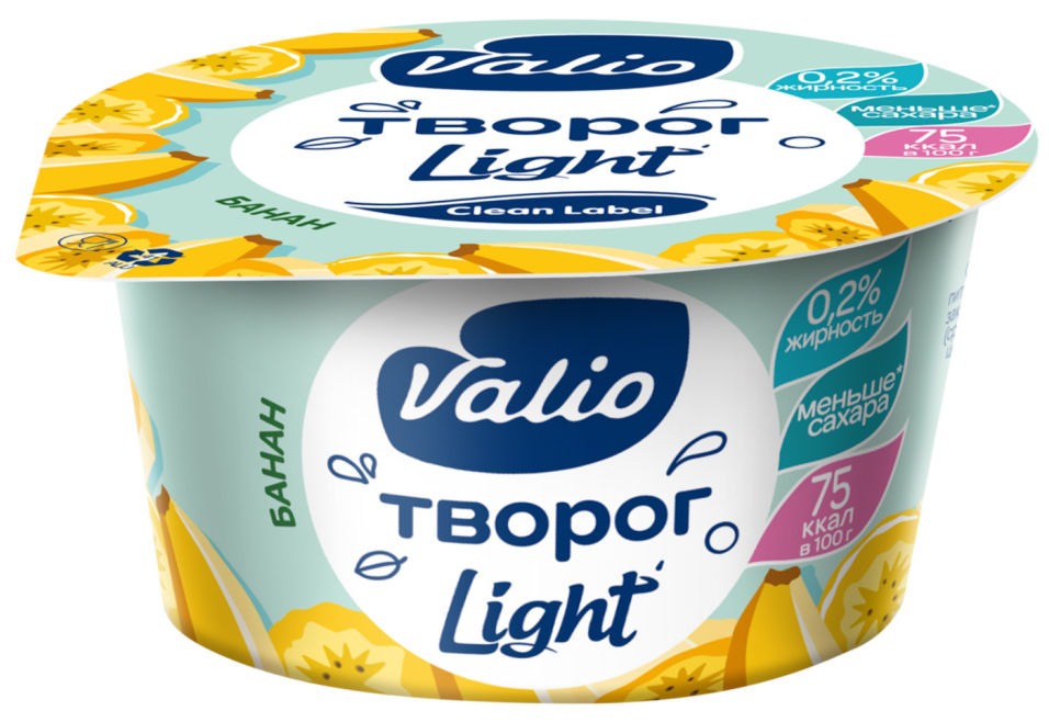 Творог Valio Light обезжиренный Банан 0.2% 140г