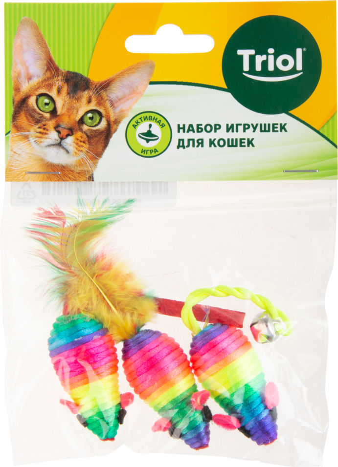 Набор игрушек для кошек Triol XW7015 3 радужные мышки
