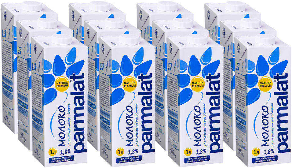 Молоко Parmalat Natura Premium ультрапастеризованное 1.8% 1л (упаковка 12 шт.)