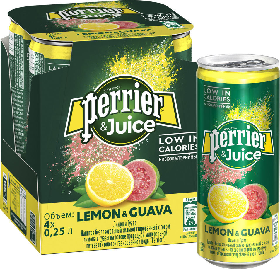 Напиток Perrier Lemon & Guava 4шт*250мл (упаковка 6 шт.)