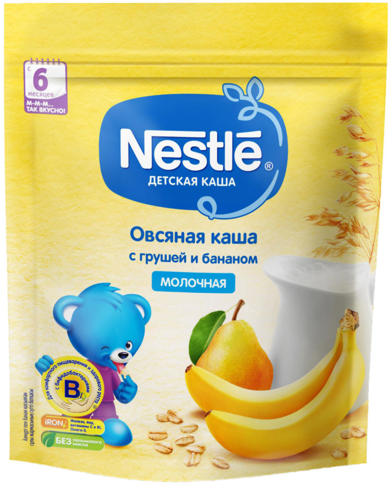 Каша Nestle Молочная овсяная с грушей и бананом 220г
