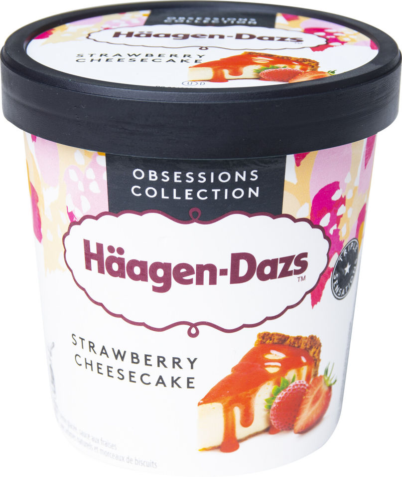 Мороженое Haagen-Dazs Пломбир Клубничный чизкейк 14.4% 400г