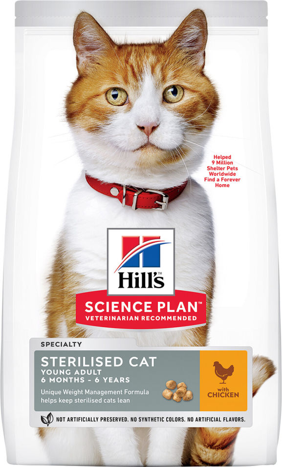 Сухой корм для кошек Hills Science Plan для стерилизованных для профилактики МКБ Курица 3кг