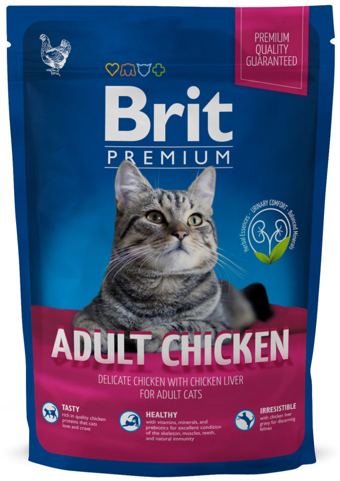 Сухой корм для кошек Brit Premium Cat Adult Chicken Курица с куриной печенью 800г