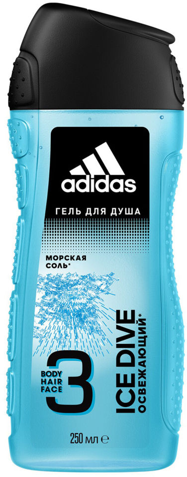 Гель для душа Adidas Ice Dive Body Hair Face 3 250мл