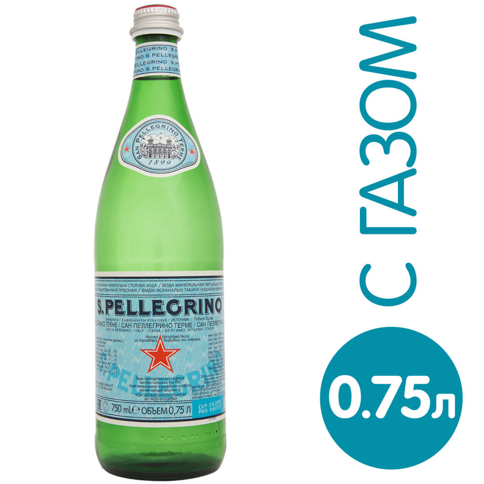 Вода San pellegrino минеральная природная лечебно-столовая газированная 750мл