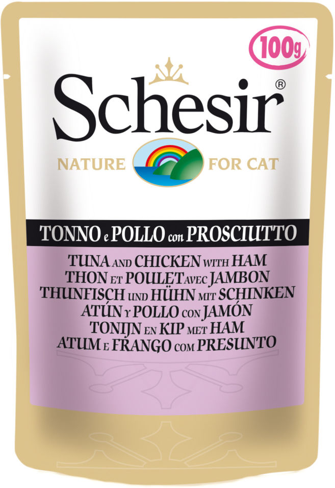 Корм для кошек Schesir Тунец курица с ветчиной 100г Корм для кошек Schesir Тунец курица с ветчиной 100г