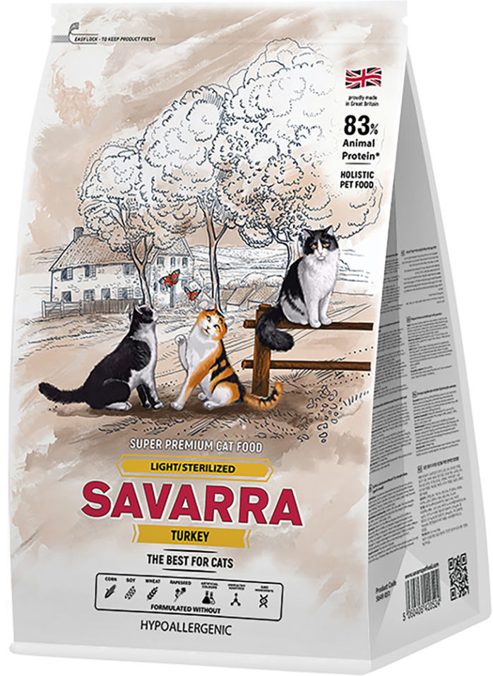 Сухой корм для кошек Savarra Light Cat Индейка рис 2кг