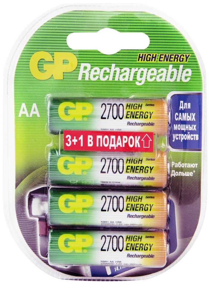 Отзывы о Аккумуляторы GP HR4 2600mAh AA 4шт Отзывы о Аккумуляторы GP HR4 2600mAh AA 4шт