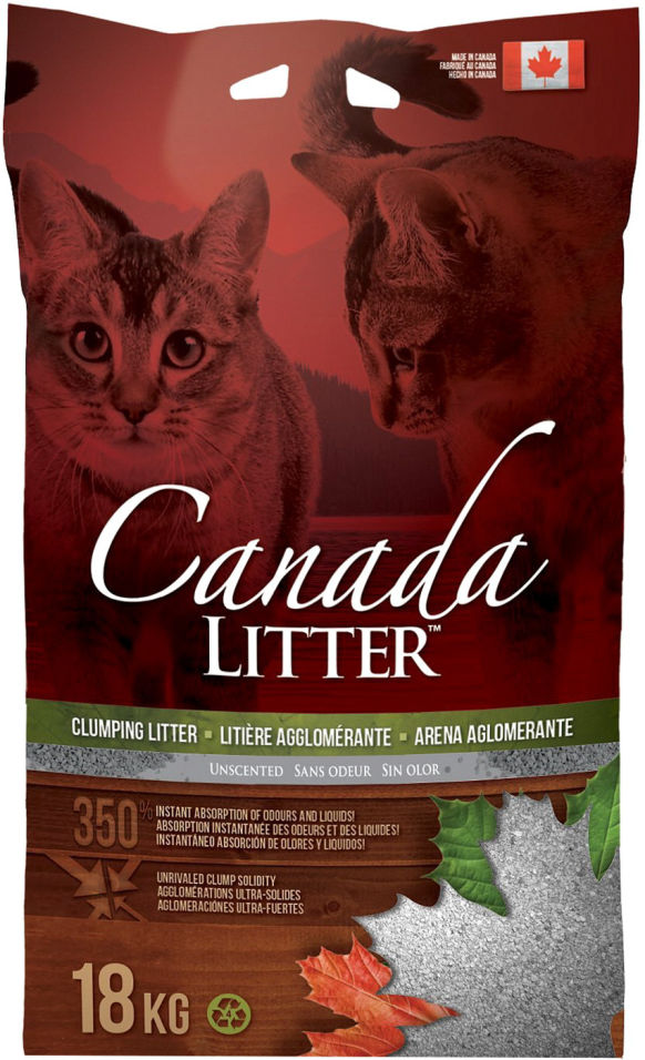Наполнитель для кошачьего туалета Canada Litter комкующийся 18кг Наполнитель для кошачьего туалета Canada Litter комкующийся 18кг