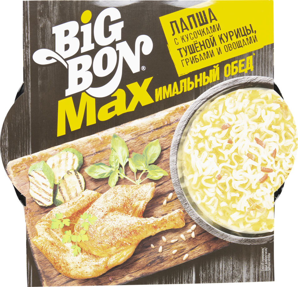 Лапша Big Bon с тушеной курицей грибами и овощами 110г