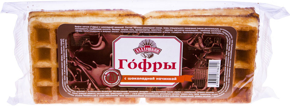 Вафли Аладушкин Гофры с шоколадной начинкой 108г