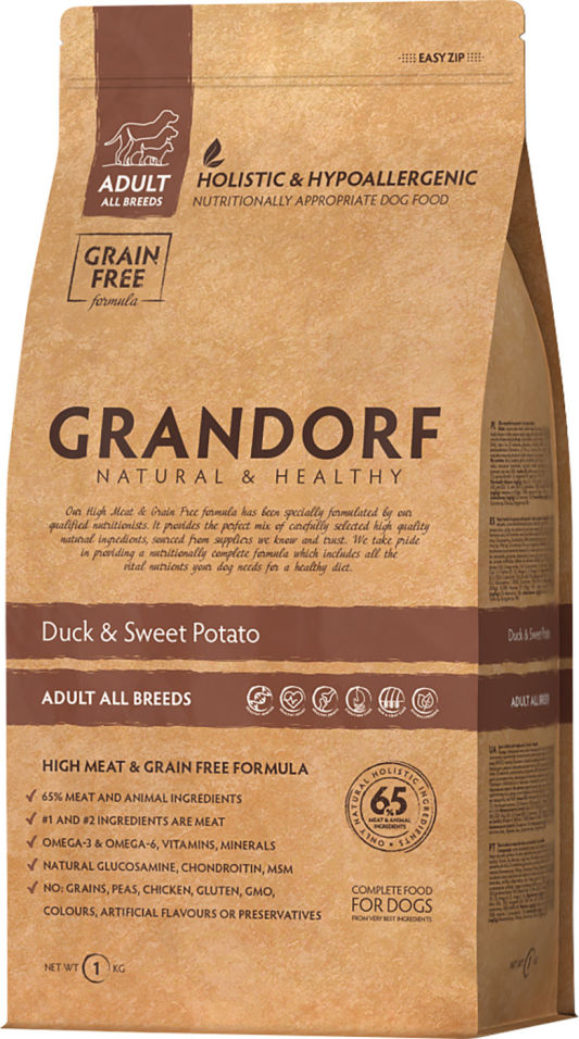 Сухой корм для собак Grandorf Adult all Утка с бататом 1кг Сухой корм для собак Grandorf Adult all Утка с бататом 1кг