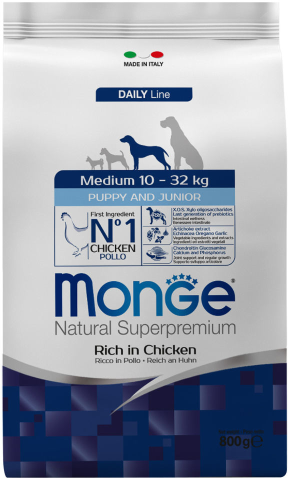Корм для щенков Monge Dog Medium для средних пород 800г Корм для щенков Monge Dog Medium для средних пород 800г