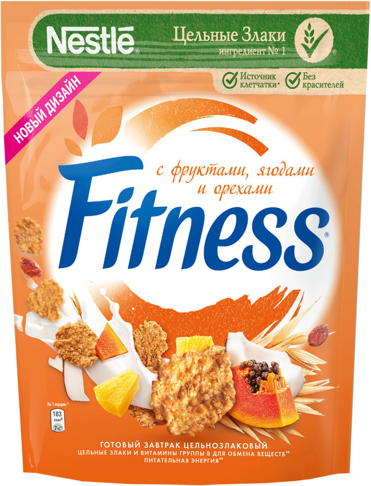 Хлопья Nestle Fitness&Friuts Фрукты Ягоды и Орехи 200г