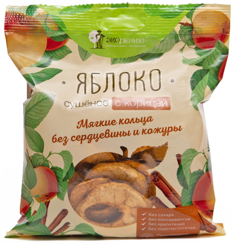 Яблоко сушеное Экофермер с корицей без глютена 75г