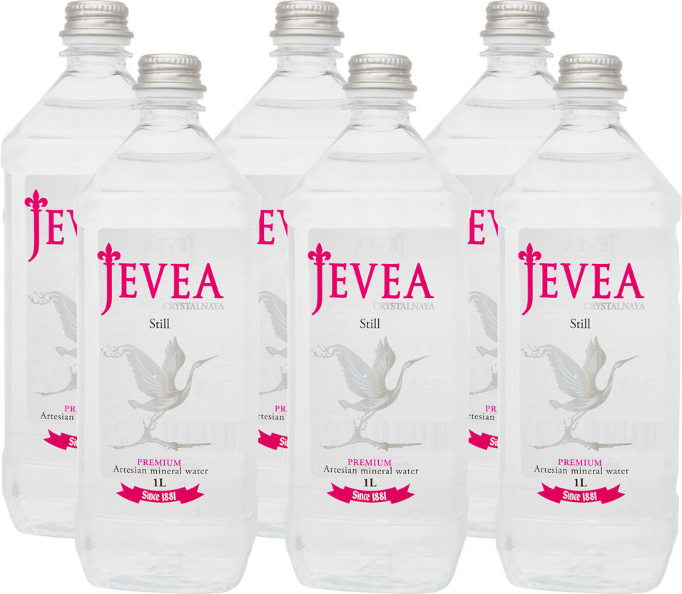 Вода Jevea Crystalnaya минеральная природная негазированная 1л (упаковка 6 шт.)