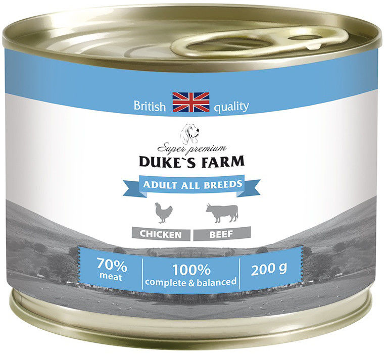 Корм для собак Dukes Farm Курица и говяжьи потрошка 200г Корм для собак Dukes Farm Курица и говяжьи потрошка 200г