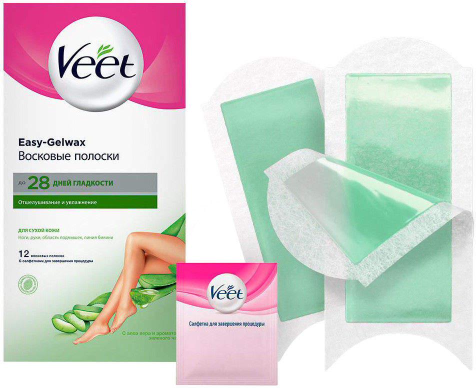 Полоски для депиляции Veet восковые для сухой кожи 12шт