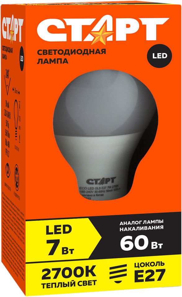 Отзывы о Лампе светодиодной Старт ECO LED GLS E27 7Вт