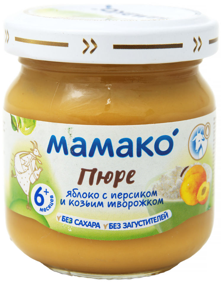 Пюре Мамако Яблоко Персик с козьим творожком с 6 месяцев 80г