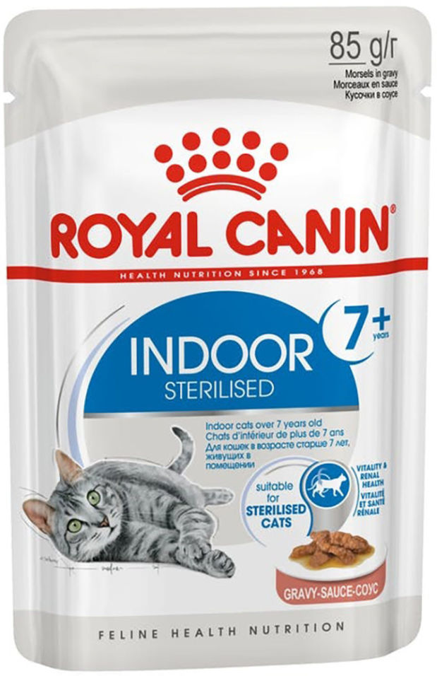 Корм для кошек Royal Canin Indoor Sterilised 7+ кусочки в соусе 85г Корм для кошек Royal Canin Indoor Sterilised 7+ кусочки в соусе 85г