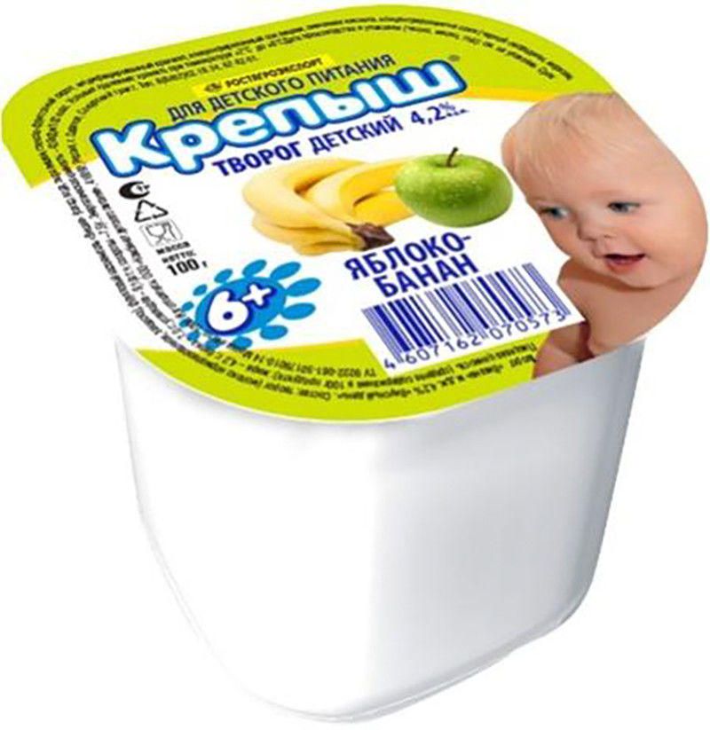 Творог детский Крепыш Банан-Яблоко 4.2% 100г