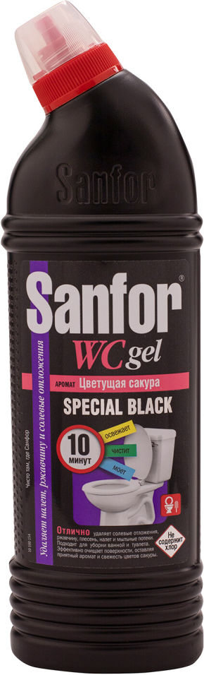 Средство для чистки унитаза Sanfor WC Gel Special Black Цветущая сакура 750г 160₽