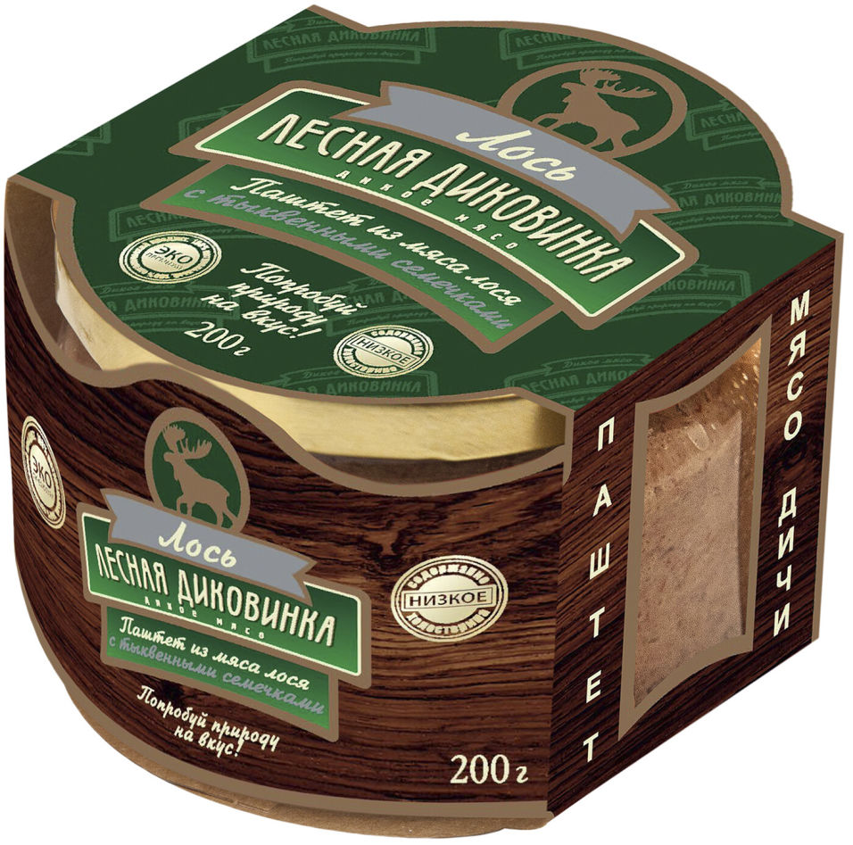 Паштет Лесная диковинка из мяса лося с тыквенными семечками 200г