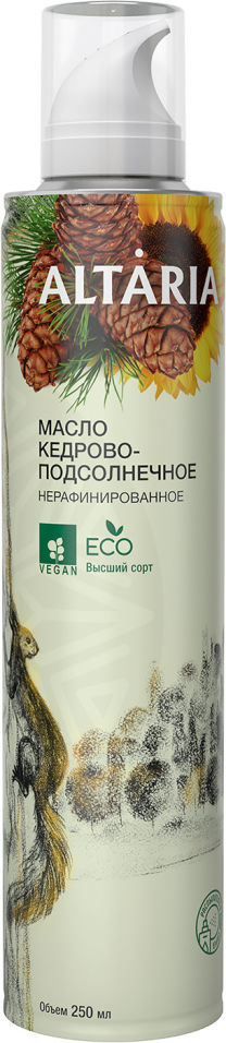 Масло Altaria кедровое подсолнечное нерафинированное 250мл