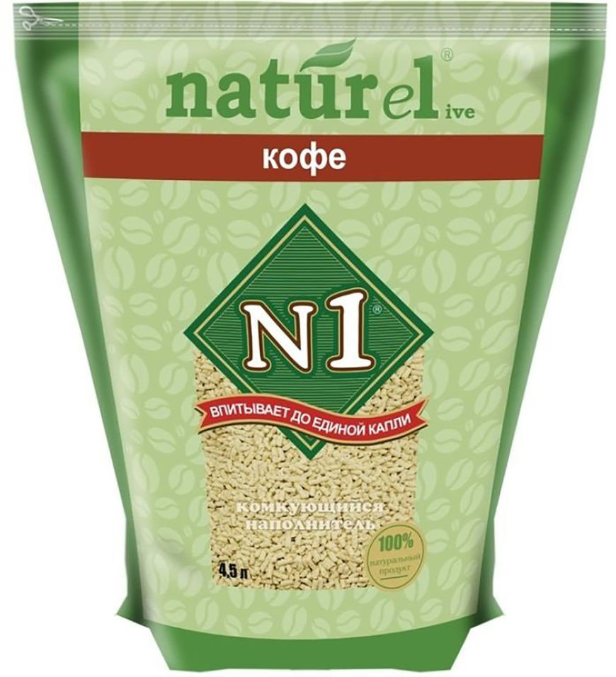 Наполнитель для кошачьего туалета №1 Naturel кофе 4.5л Наполнитель для кошачьего туалета №1 Naturel кофе 4.5л