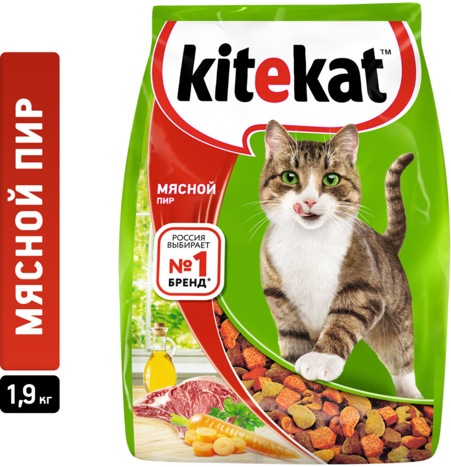 Сухой корм для кошек Kitekat Мясной пир 1.9кг