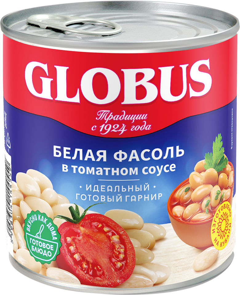 Фасоль белая Globus в томатном соусе 400г Фасоль белая Globus в томатном соусе 400г