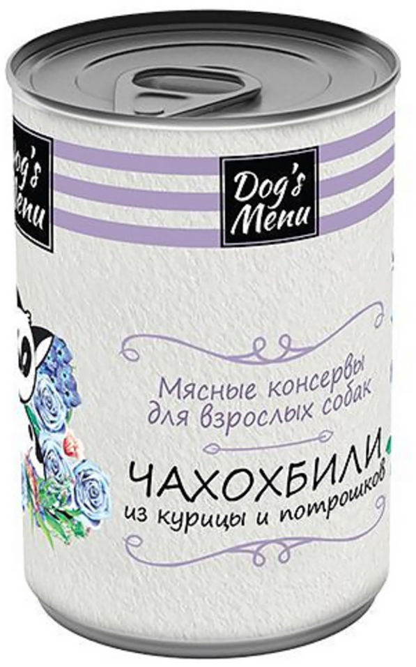 Влажный корм для собак Dogs Menu Чахохбили из курицы и потрошков 340г (упаковка 12 шт.)