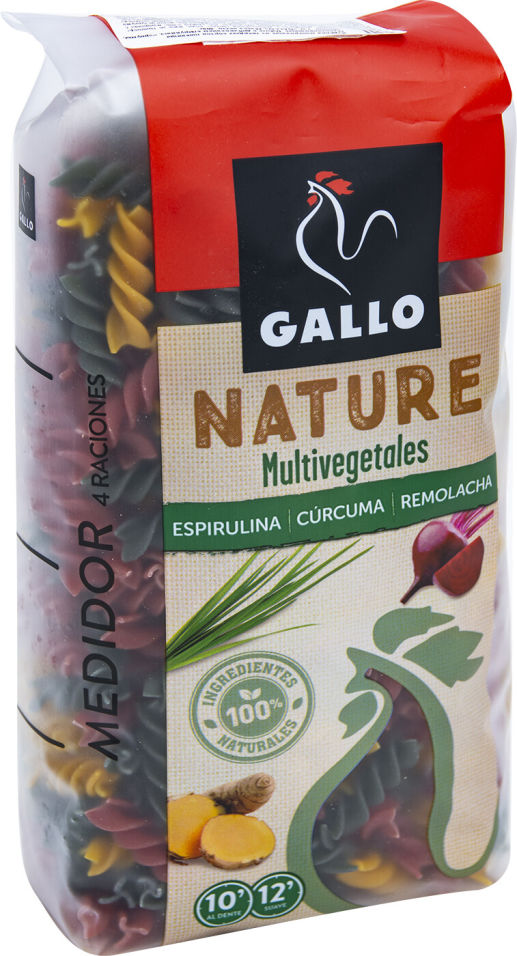 Макароны Gallo Nature с добавлением спирулины куркумы и свеклы 400г