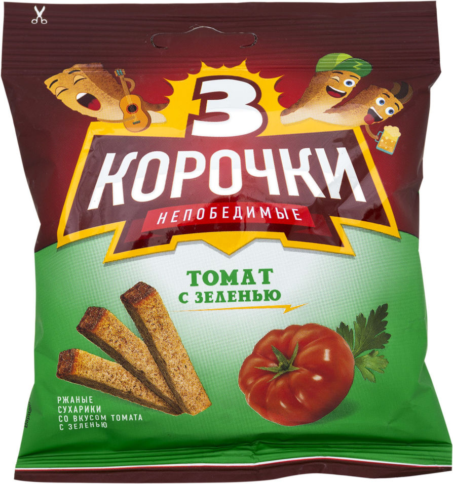 Сухарики Три Корочки Томат с зеленью 40г