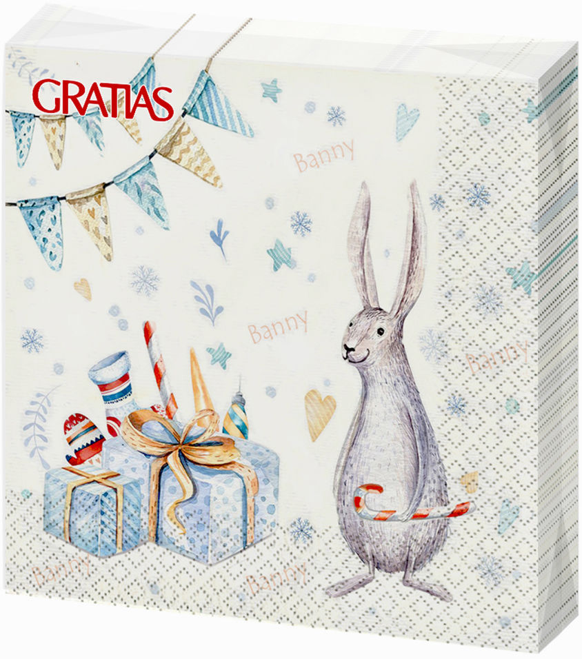 Салфетки бумажные Gratias Banny 33*33см 3 слоя 20шт