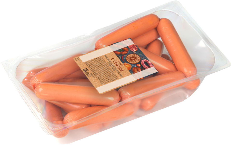 Сосиски Мясная история с сыром 0.5-0.9кг