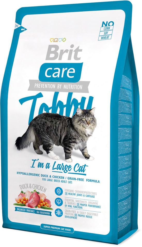 Сухой корм для кошек Brit care для крупных с уткой и курицей 2кг Сухой корм для кошек Brit care для крупных с уткой и курицей 2кг