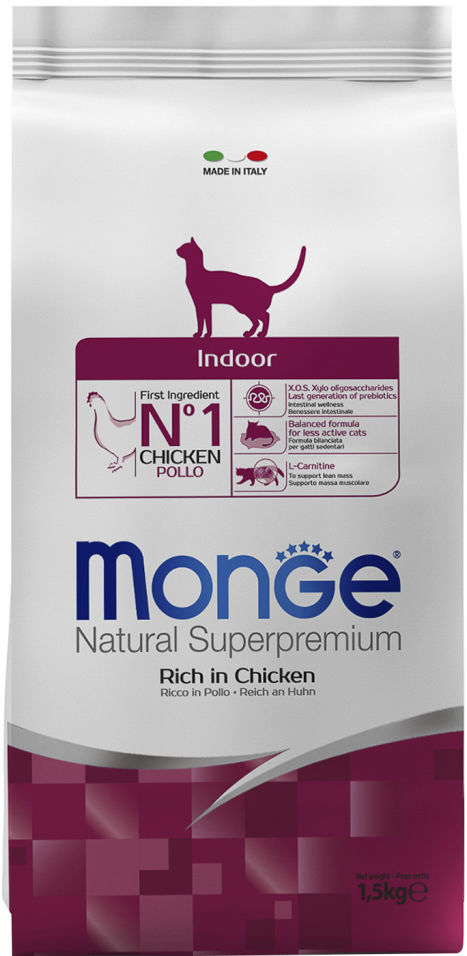 Корм для кошек Monge Cat Indoor 1.5кг Корм для кошек Monge Cat Indoor 1.5кг