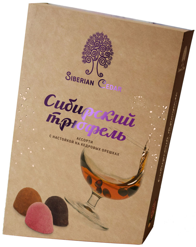 Конфеты Сибирский Кедр Сибирский трюфель Ассорти с кедровой настойкой 100г